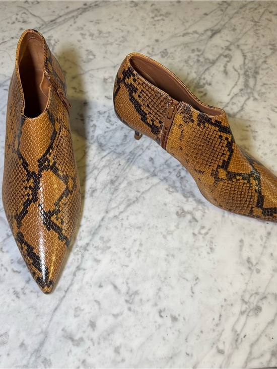 STAUD Shoes - New Staud Pointed Toe Ankle Booties 100% Leather Snakeskin Size EU 37 US 7